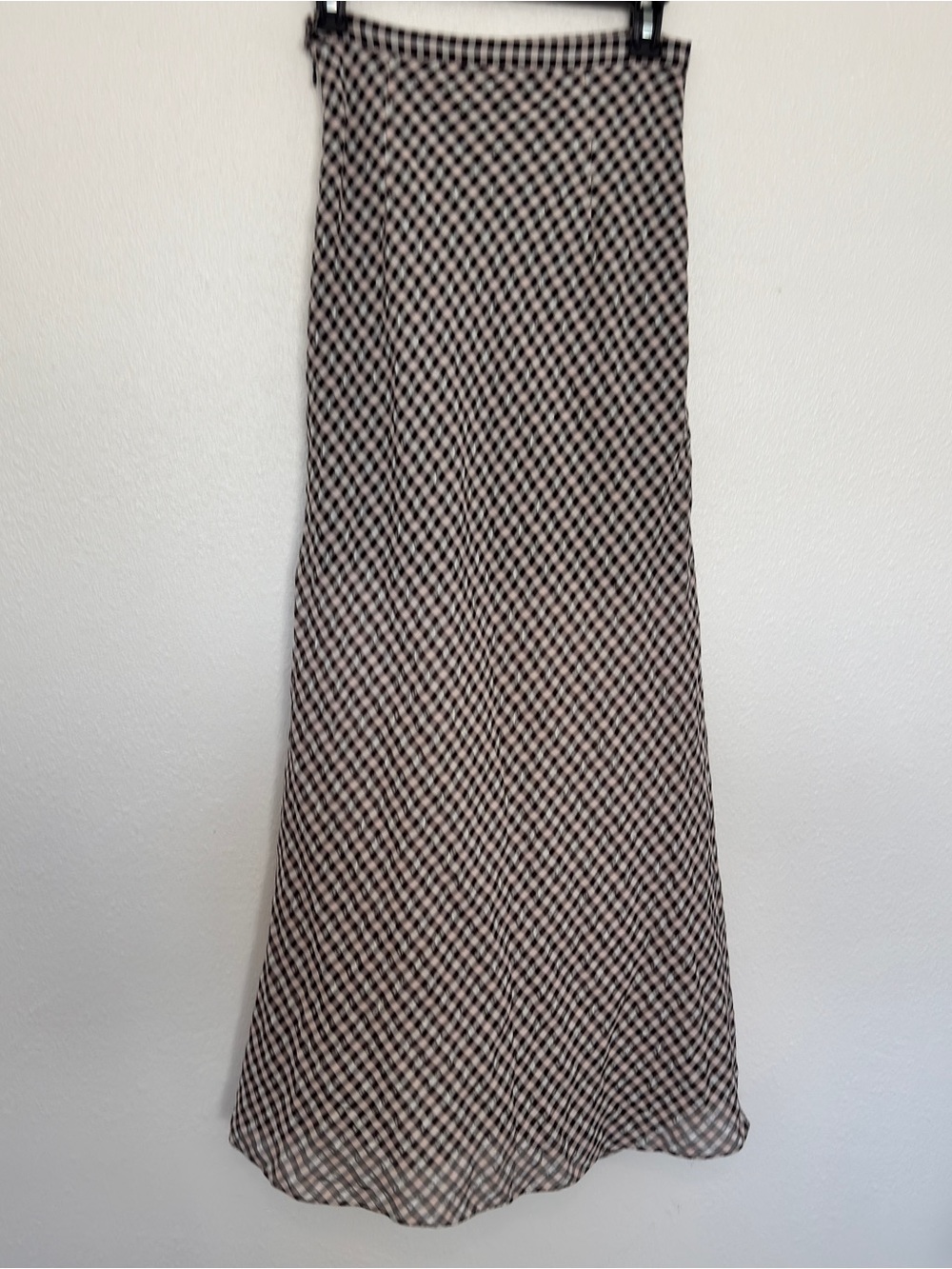 & Other Stories Gingham Maxi Skirt 4 Brown Cream Bias Cut Check - Picture 5 of 6